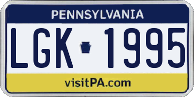 PA license plate LGK1995