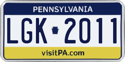 PA license plate LGK2011