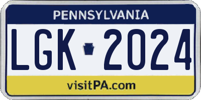 PA license plate LGK2024