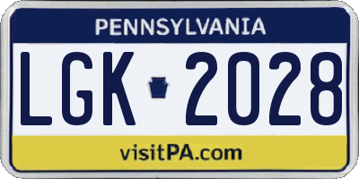 PA license plate LGK2028