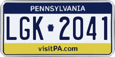 PA license plate LGK2041