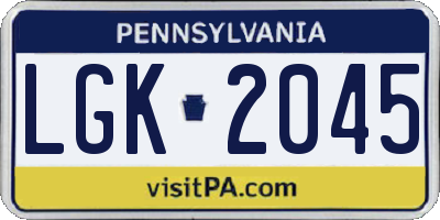 PA license plate LGK2045