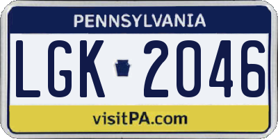 PA license plate LGK2046