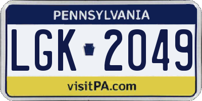 PA license plate LGK2049