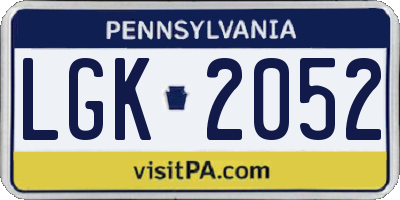 PA license plate LGK2052