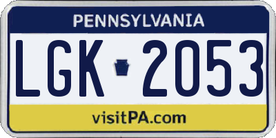 PA license plate LGK2053
