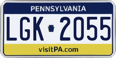 PA license plate LGK2055