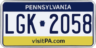 PA license plate LGK2058