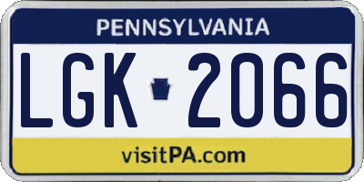PA license plate LGK2066