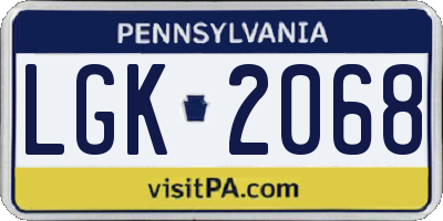 PA license plate LGK2068