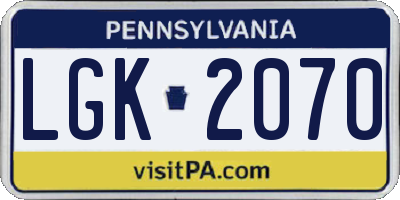 PA license plate LGK2070