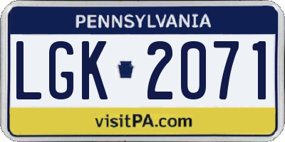 PA license plate LGK2071