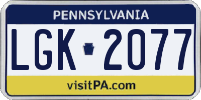 PA license plate LGK2077