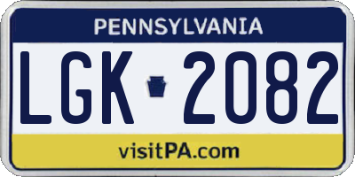 PA license plate LGK2082