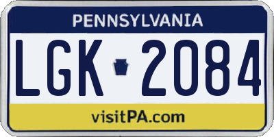 PA license plate LGK2084