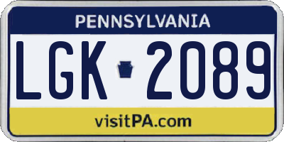 PA license plate LGK2089