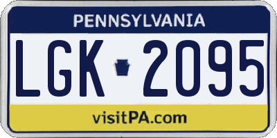 PA license plate LGK2095