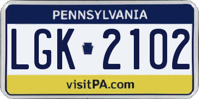 PA license plate LGK2102