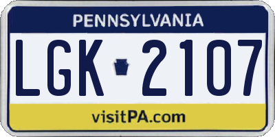 PA license plate LGK2107