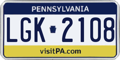 PA license plate LGK2108