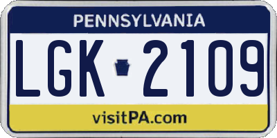 PA license plate LGK2109