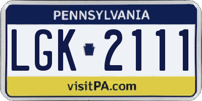 PA license plate LGK2111