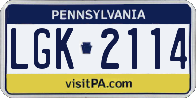PA license plate LGK2114