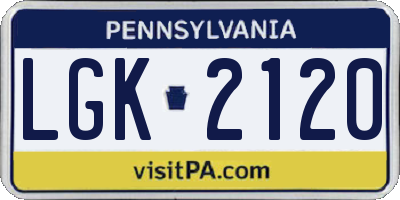 PA license plate LGK2120