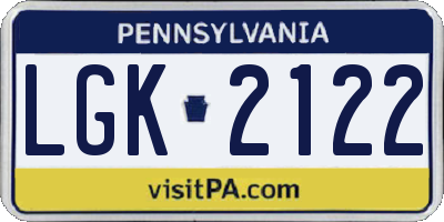 PA license plate LGK2122