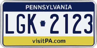 PA license plate LGK2123