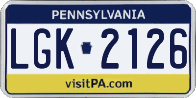PA license plate LGK2126