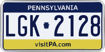 PA license plate LGK2128