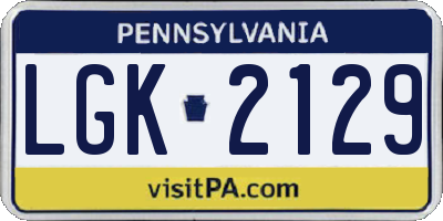 PA license plate LGK2129