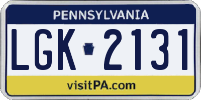 PA license plate LGK2131