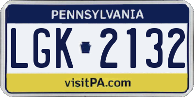PA license plate LGK2132