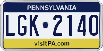 PA license plate LGK2140