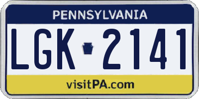 PA license plate LGK2141