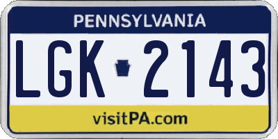 PA license plate LGK2143