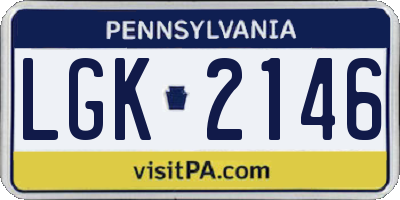 PA license plate LGK2146