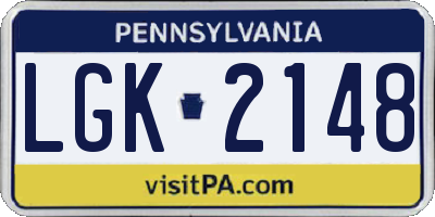 PA license plate LGK2148