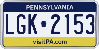 PA license plate LGK2153