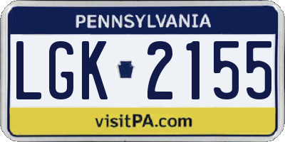 PA license plate LGK2155