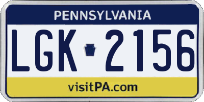 PA license plate LGK2156