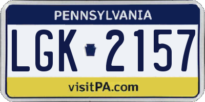 PA license plate LGK2157