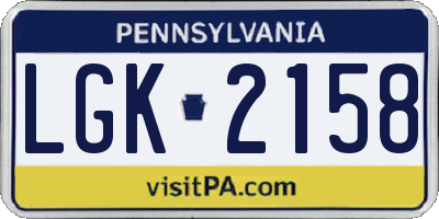 PA license plate LGK2158