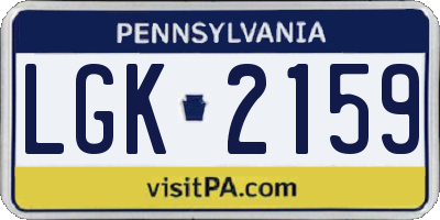 PA license plate LGK2159