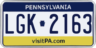 PA license plate LGK2163