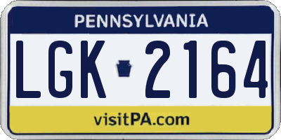 PA license plate LGK2164