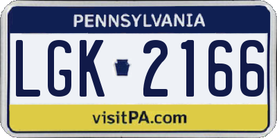 PA license plate LGK2166