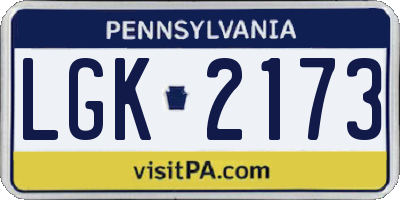 PA license plate LGK2173